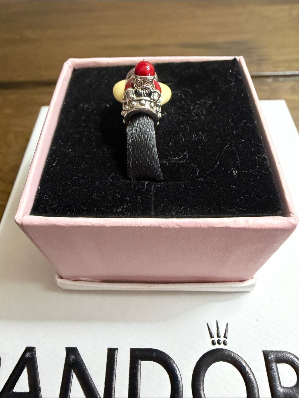 Pandora Retired Sleighing Santa Christmas Charm 792004CZ Sterling Silver